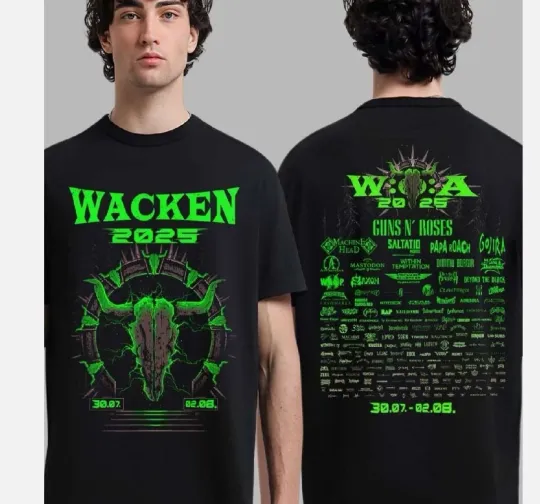 Discover Wacken Open Air Festival 2025 Tour Double Sided T-Shirt