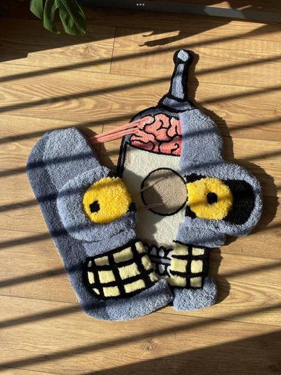 Discover Bender Skeleton Fluffy Rug: Handmade 3D Tufted Carpet