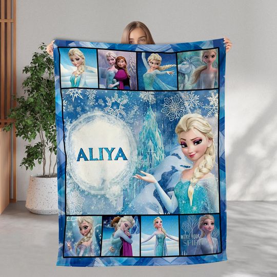 Discover Personalized Frozen Elsa Queen Fleece Blanket, Elsa Queen Blanket, Frozen Blanket, Frozen Movie Blanket, Custom Name Elsa Blanket