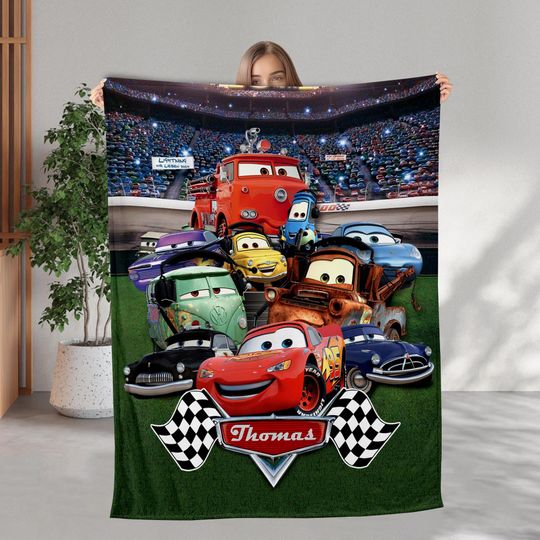 Discover Personalized Name Disney Cars Blanket, Lightning McQueen Tow Mater Characters Blanket, Cars Birthday Gift, Tow Mater Blanket