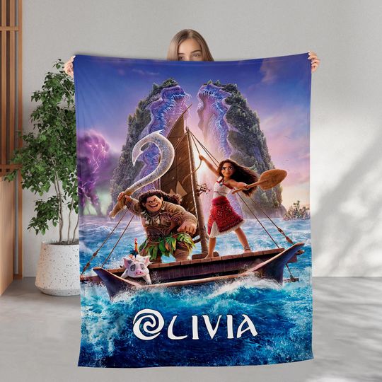 Discover Custom Name Moana Maui Blanket, Moana 2 Movie Blanket, Moana Princess Blanket, Moana Characters Blanket, Princess Moana Lovers Blanket