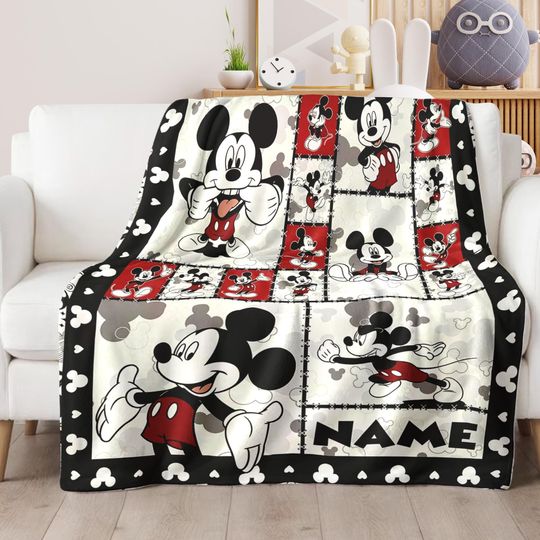 Discover Personalized Disney Mickey Classic Blanket, Mickey Mouse Blanket, Mickey Blanket Chirstmas Gift, Cartoon Fleece Blanket, Magic Kingdom Quilt