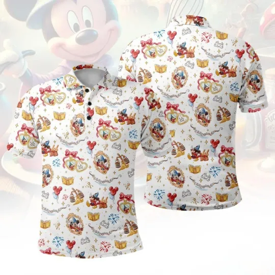Discover Fantasia Sorcerer Mickey Mouse Wizard Coquette Bow Locket Polo Shirt