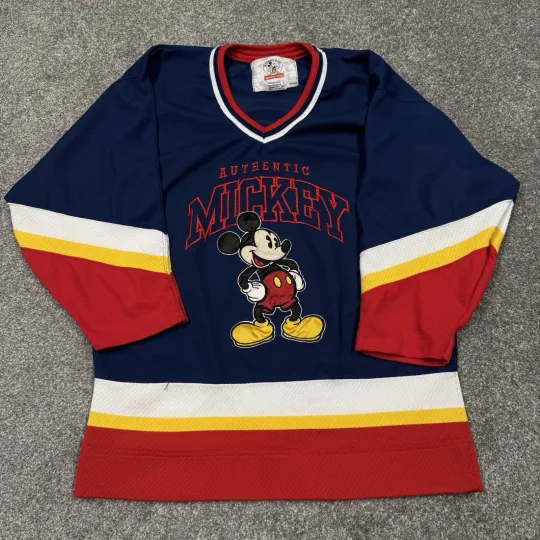 Discover Vintage Mickey Mouse Shirt Boys Small Medium Kids Cartoon Starter Hockey Jersey