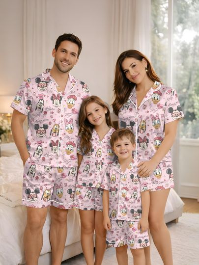 Discover Disney Mickey & Friends Magic Kingdom Pajama Set, Disneyland Inspired Sleepwear, Matching family disneyland