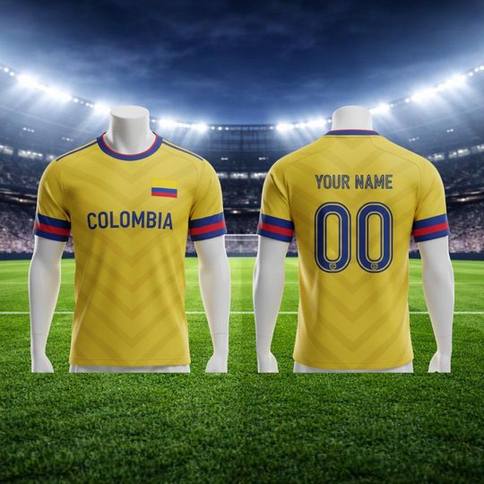Discover Personalized Colombia Soccer Jersey | Custom Name & Number Football Shirt