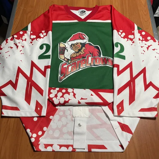 Discover Game Worn David Bouskill Topeka Scarecrows CHL Hockey Jersey Used Christmas