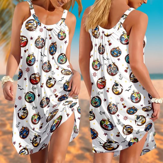 Discover Disney Cruise Line Pixar Day At Sea Summer Sling Dress, Disney Pixar Toy Story Cruise Line Dress, Disney Family Cruise Vacation Trip