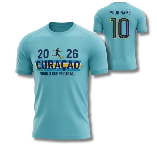 Discover Curacao WC 2026 Soccer Fan Shirt, Blue Yellow Jersey Style Tee, Caribbean Football Gift