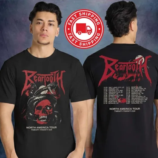 Discover Beartooth 2026 Venomous Shadows Tour T-Shirt North America Double Sided Tee