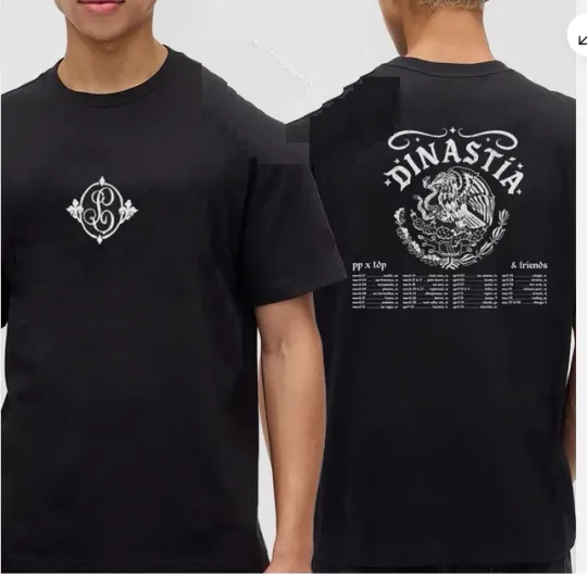 Discover Peso Pluma Eagle Emblem 2026 Tour Double Sided T-Shirt