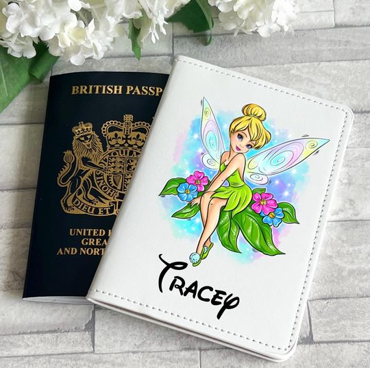 Discover Personalised Disney Tinkerbell Passport Cover, Disney Holiday Accessories
