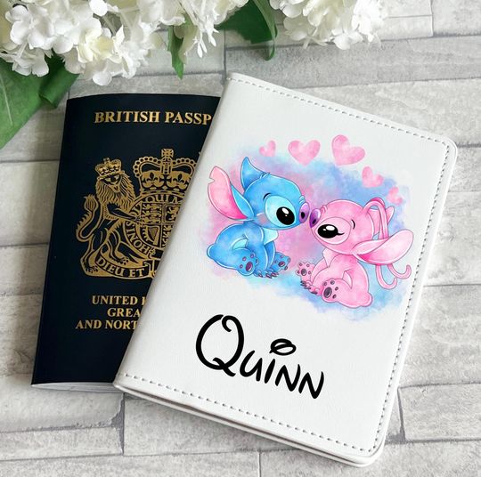 Discover Personalised Disney Stitch & Angle Passport Cover, Disney Holiday Accessories