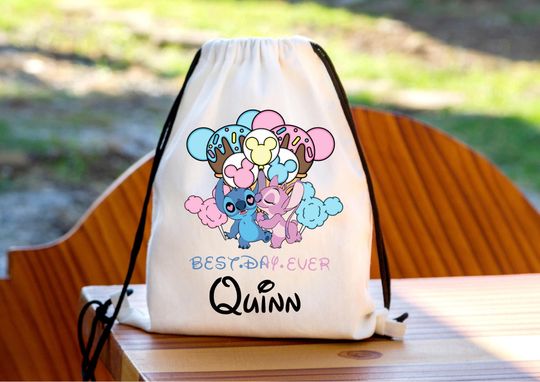 Discover Personalised Stitch Drawstring Bag, Disney Park Bag