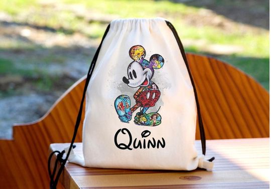 Discover Personalised Mickey Drawstring Bag, Disney Park Bag