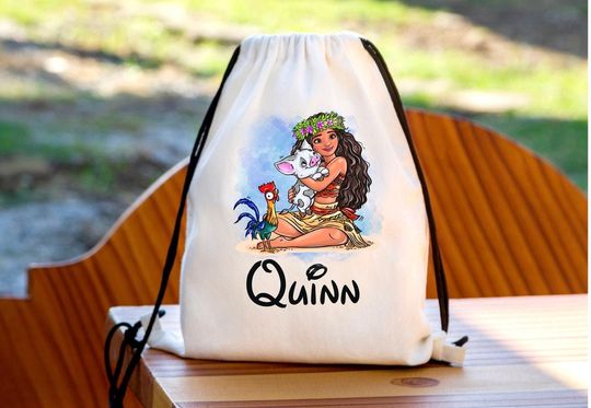 Discover Personalised Moana Drawstring Bag, Disney Park Bag