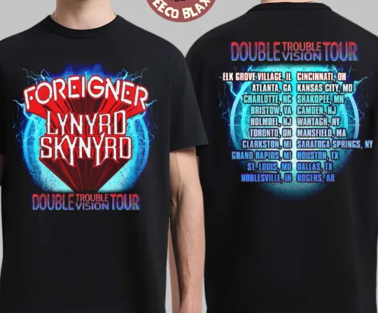 Discover Foreigner X Lynyrd Skynyrd Double Trouble Vision Tour 2026 NorT-Shirt