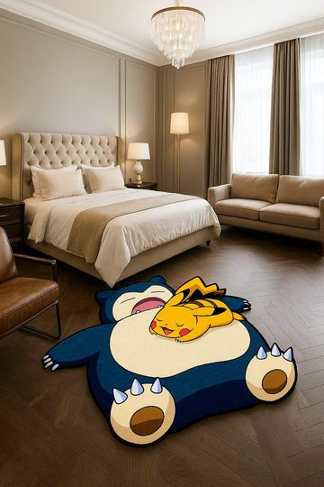 Discover Cute Anime Inspired Area Rug, Cartoon Character Floor Mat, Kids Bedroom Rug, Kawaii Monster Rug, Gaming Room Decor, Unique Shaped Area