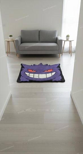 Gengar Tufted Rug poket mons Inspired Purple Monster Rug Gamer Room Decor Anime Area Rug Cute Cartoon Floor rug