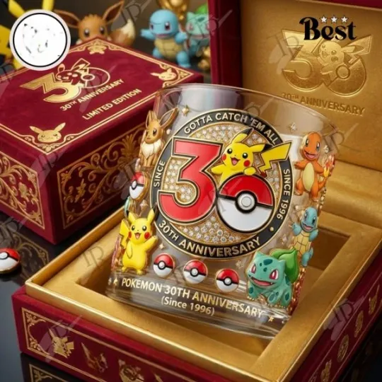 Discover Poket mons 30th Anniversary Whiskey Glass