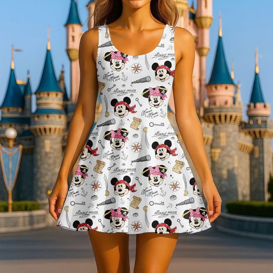 Discover Disney Pirate Mickey And Minnie Dress, Pirate Disney Cruise Skater Dress,  Pirates Of Caribbean Dress, Gift For Her
