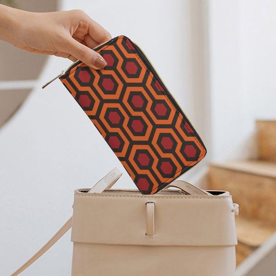 Discover The Shining Carpet Wallet  Horror Movie-Inspired Hex Pattern Clutch, Vegan Leather, Multi-Slot Organizer