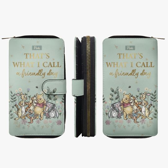 Discover Winnie the Pooh Women's Wallet  Friendship Wallet with Zipper  Mint Green Wallet for Girls  Gift for Pooh Fans