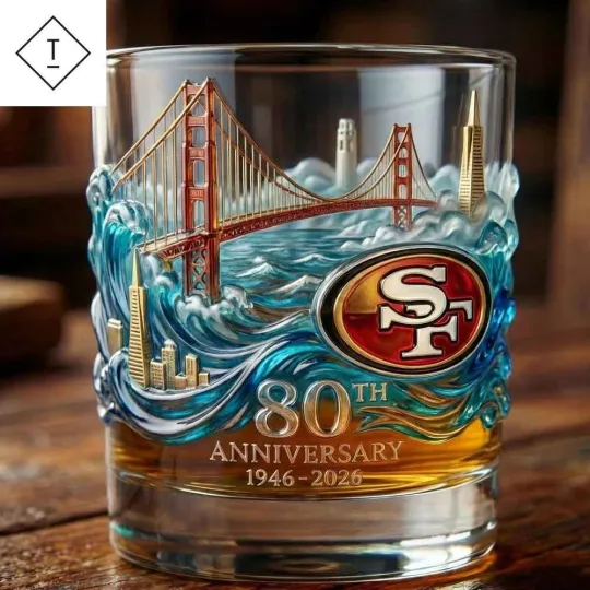 49ers 80th Anniversary Whiskey Glass