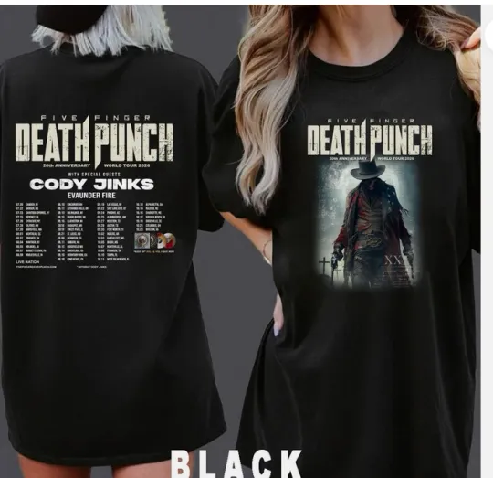 Discover Five Finger Death Punch 20th Anniversary World Tour 2026 T-Shirt