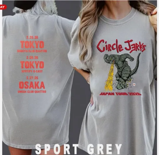 Circle Jerks Japan Tour 2026 Merch god zilla Double Sided T-Shirt
