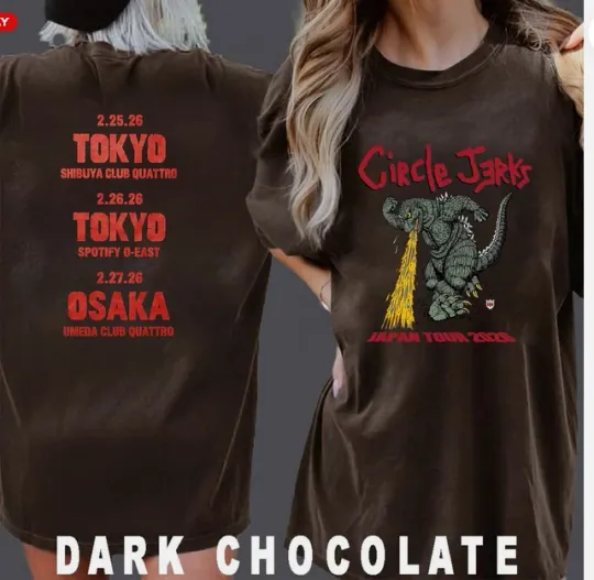 Circle Jerks Japan Tour 2026 Merch god zilla Double Sided T-Shirt
