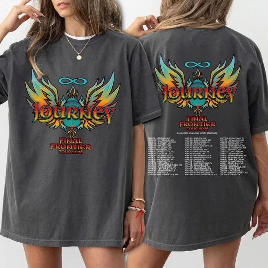 Discover Journey Final Frontier Tour 2026 T-Shirt, Journey Band Charcoal Shirt