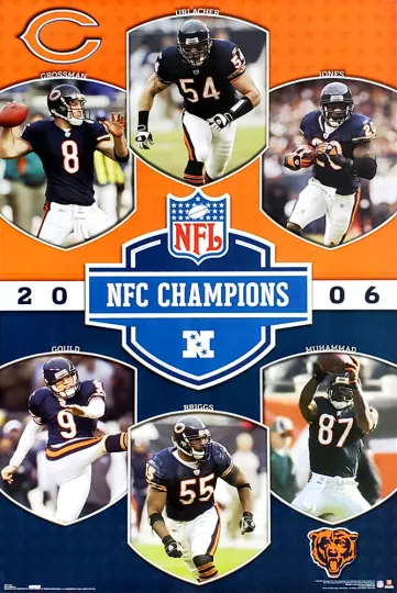 Chicago Bears 2006 NFC Champions Vertical Poster Urlacher Gould Muhammad Briggs