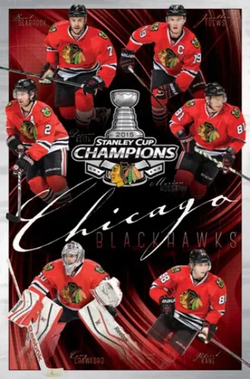 Discover Chicago Blackhawks Stanley Cup 2015 CHAMPIONS 22x34 Commemorative Wall POSTER