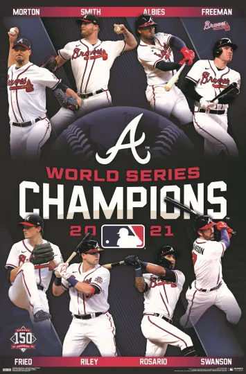 Discover Atlanta Braves 2021 WORLD SERIES CHAMPIONS 8-Player Commemorative 22x34 POSTER