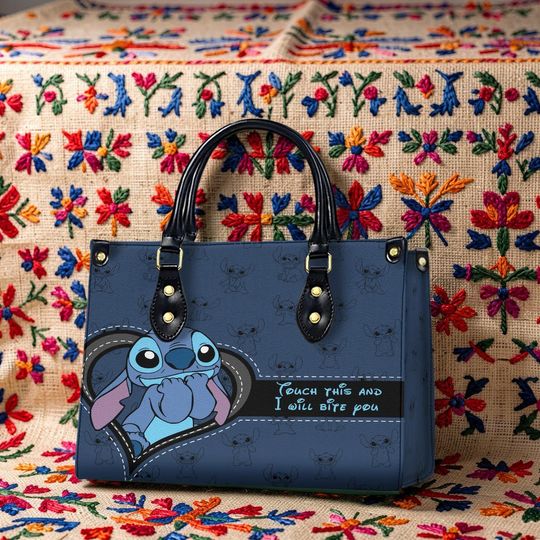 Discover Personalized Cartoon Stitch Leather Handbag, Disney Vacation Outfit, Vintage Crossbody Bag, Top Handle Bag