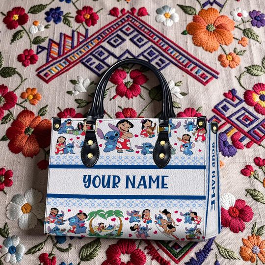 Discover Personalized Stitch Leather Handbag, Vintage Crossbody Bag, Top Handle Bag, Disney Vacation Outfit