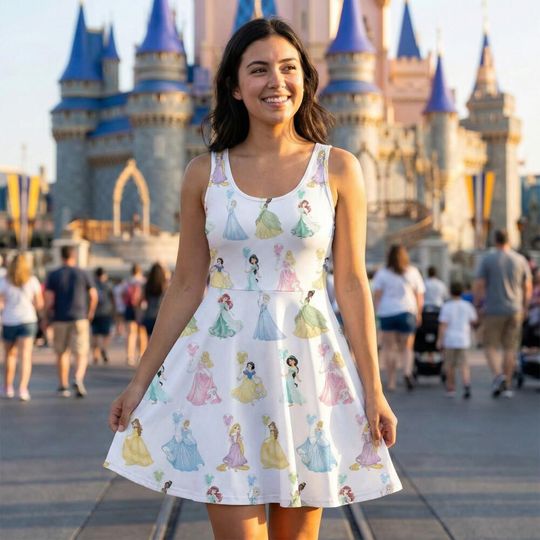 Princess Disney Balloon Skater Dress, Glass Slipper Carriage Castle Outfit, Magic Kingdom Disneybound Princess Party Gift