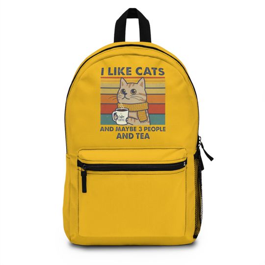 Discover I Like Cats and Maybe 3 People and Tea Backpack, Cat Mug Retro Stripes