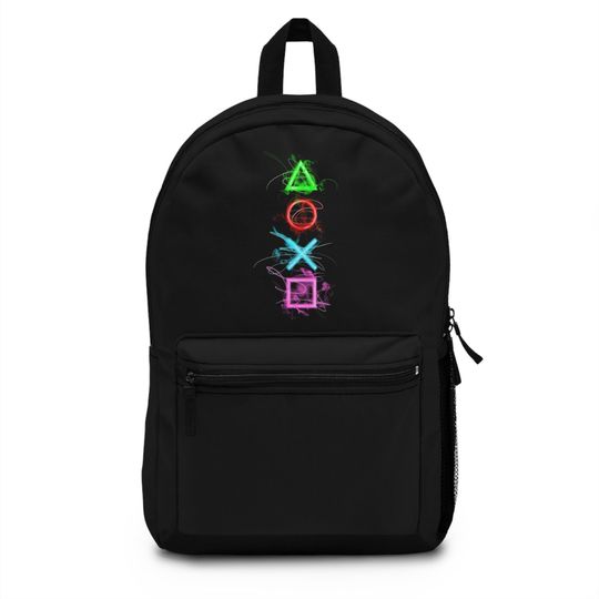 Discover Gamer Backpack with Iconic Symbols, Travel Backpack