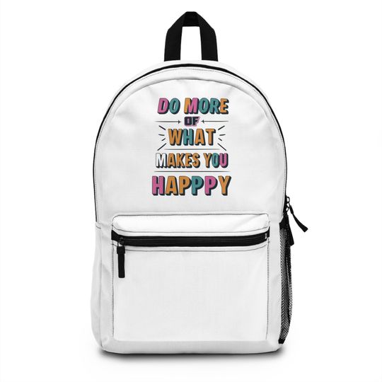 Discover Happy Vibes Backpack - Motivational Daypack for School, Travel, Gifts, Summer Adventures, Positive Quote Bag
