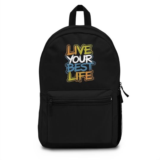 Discover Motivational "Live Your Best Life" Backpack  Polyester School Bag