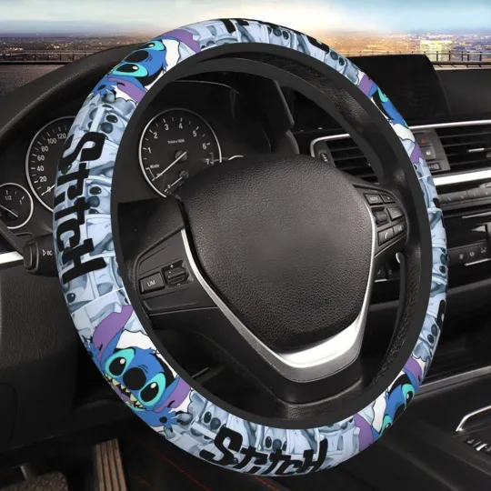 Discover Gearbest Cute Cartoon Stitch Steering Wheel Cover Universal Car Accessories