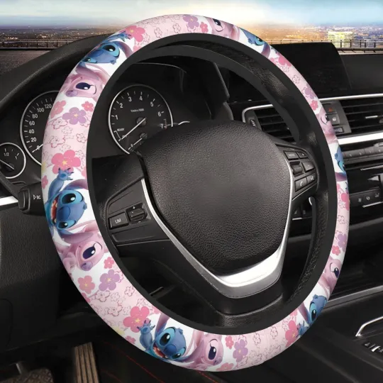 Discover GearbestCute Cartoon Stitch Steering Wheel Cover Universal Car Accessories