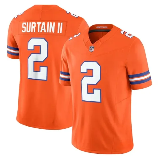 Discover Broncos #2 Patrick Surtain II Orange Mile High Collection 1977 Throwback Football Jersey