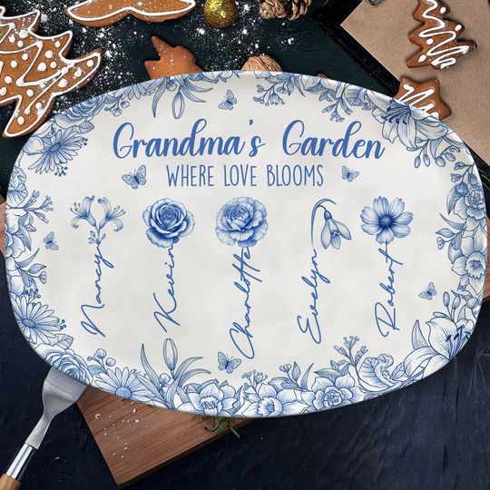 Discover Birth Month Flowers Plate - Personalized Gifts For Grandma