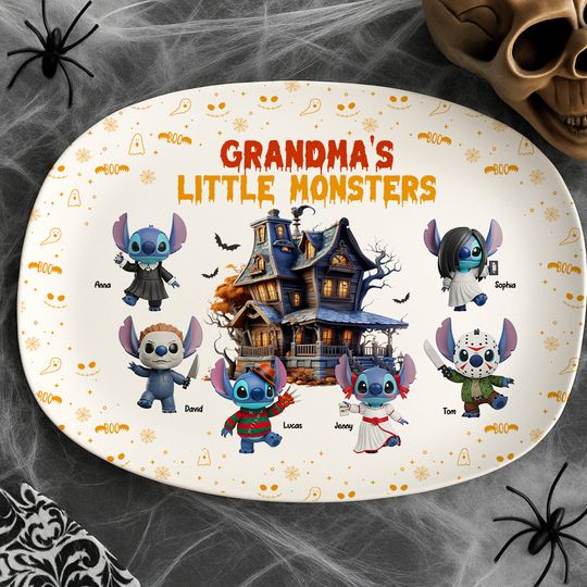 Discover Horror Monsters Personalized Halloween Gifts For Mom/Grandma Plate