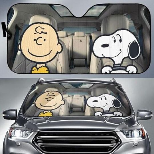 Discover Peanuts Snoopy Car Sunshade, Snoopy And Charlie Brown Windshield Sun Shade, Cartoon Car Window Cover, Cute Snoopy Auto Accessory