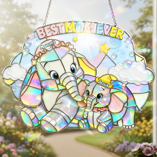 Discover Best Mom Ever Suncatcher Ornament - Personalized Gifts For Mom
