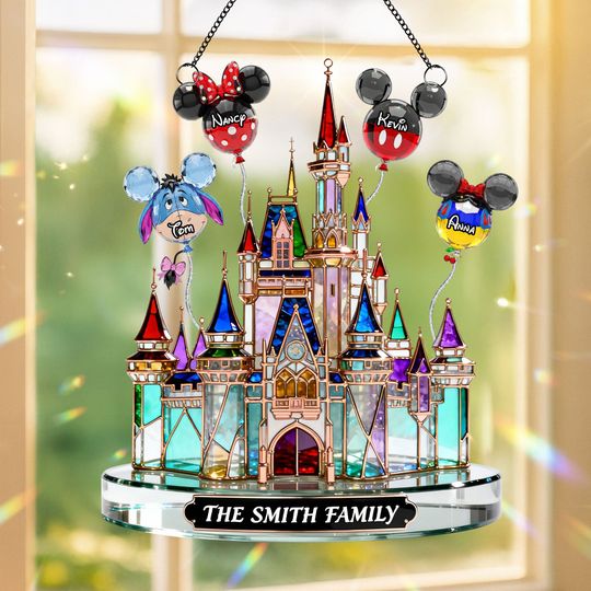 Discover Childhood Balloon Castle Suncatcher  - Personalized Gifts For Family Suncatcher Ornament